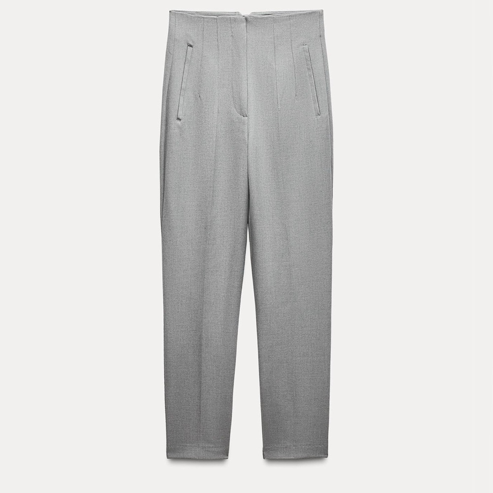 Zara pleated high waisted dress pants (light grey) size Large
